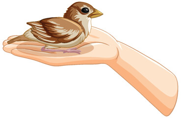 Gentle Hand Holding a Small Bird