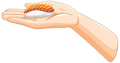 Hand Holding Sushi Illustration