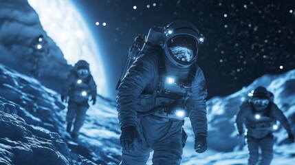 Astronauts Exploring the Surface of an Alien World