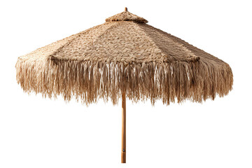 Straw beach umbrella isolated on a white background