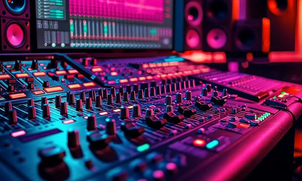 Sound engineer adjusting audio in a recording studio.