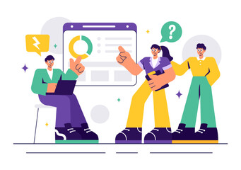 Vector Illustration of Conflict Resolution and Management featuring Two Social Groups with Different Opinions and Disagreements in a Flat Background