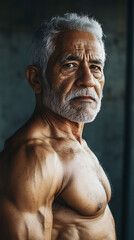 Fototapeta premium Portrait of a Strong Senior Man with Grey Hair and Beard