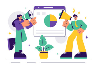 Vector Illustration of Conflict Resolution and Management featuring Two Social Groups with Different Opinions and Disagreements in a Flat Background