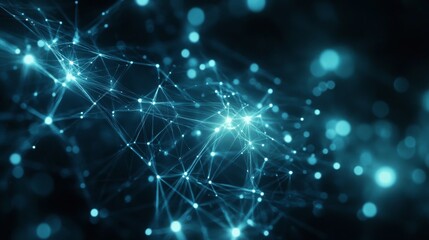 Abstract Network of Connected Dots and Lines in Blue Hue