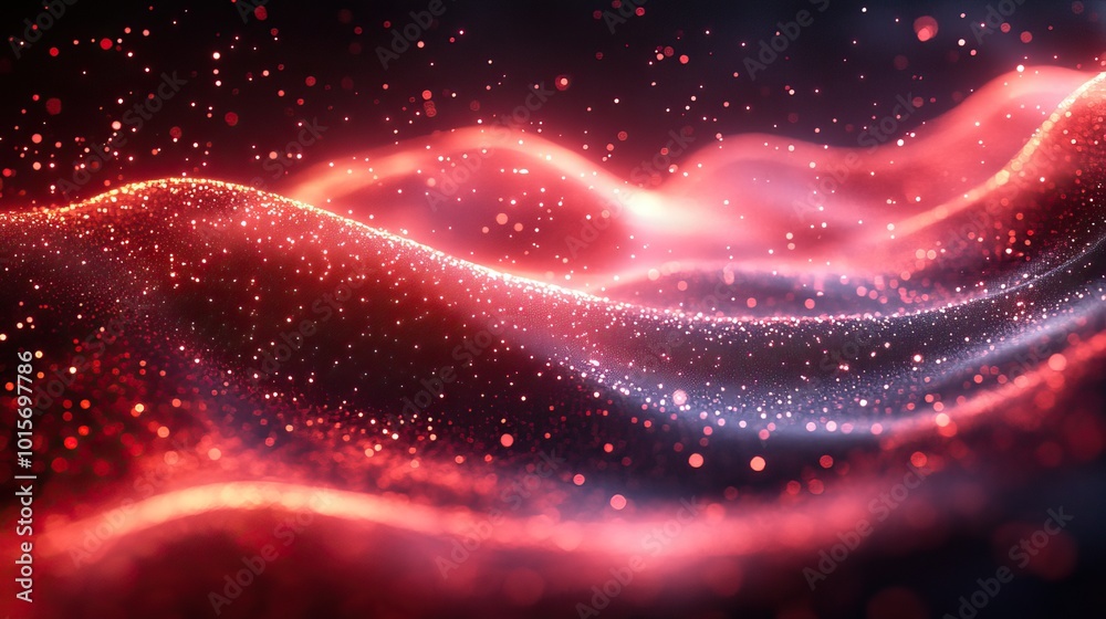Wall mural a red futuristic technology background featuring organic motion and dynamic tech elements for a mode