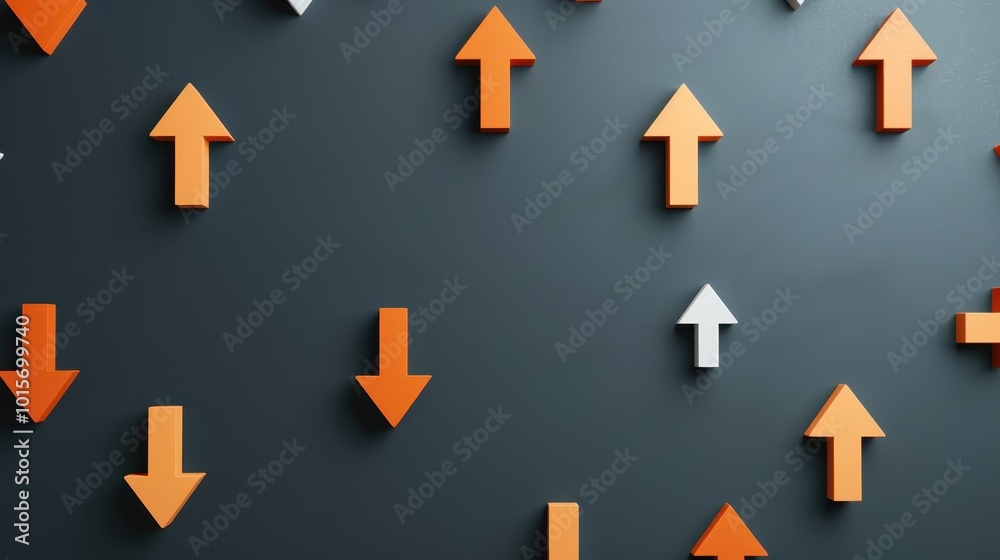 Wall mural upward arrows on dark canvas, a striking visualization of dynamic movement and growth, symbolizing a