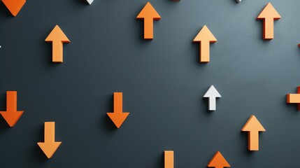 Upward Arrows on Dark Canvas, a striking visualization of dynamic movement and growth, symbolizing ambition and progress against a contrasting backdrop.