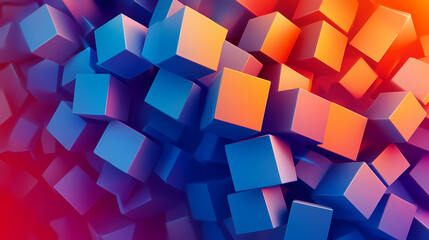 Tech background with stacked blue and orange cubes