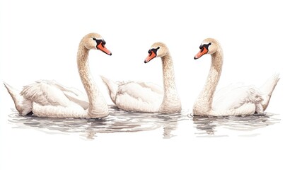Obraz premium Elegant Swans Swimming on Calm Water