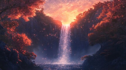 Majestic Giant Waterfall Under Shimmering Stars