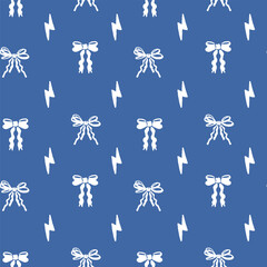 Blue Bows and Lightning Pattern