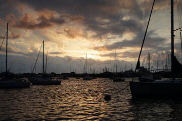 Newport water view of clouds and boats