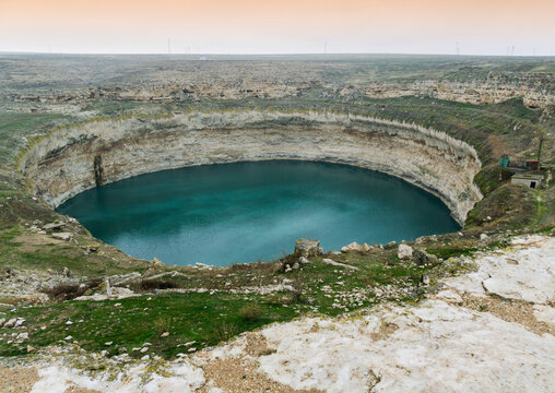 Deep-digged Obruk Lake near Obruk Han at Konya, Turkey