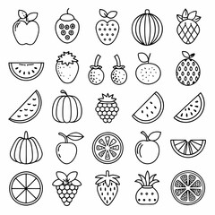 Variety of Fruits and Vegetables Vector for Nature-Themed Graphics