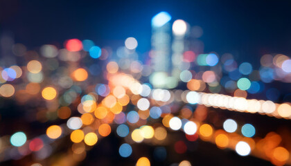 Fototapeta premium Bokeh City Night Light blur abstract circular round shape background