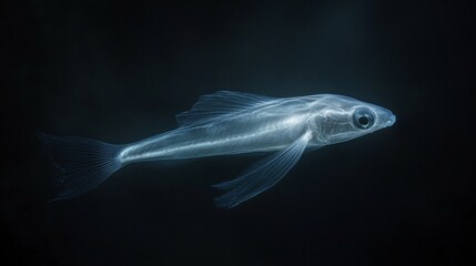 Fototapeta premium Ethereal Oarfish Swimming in Dark Waters