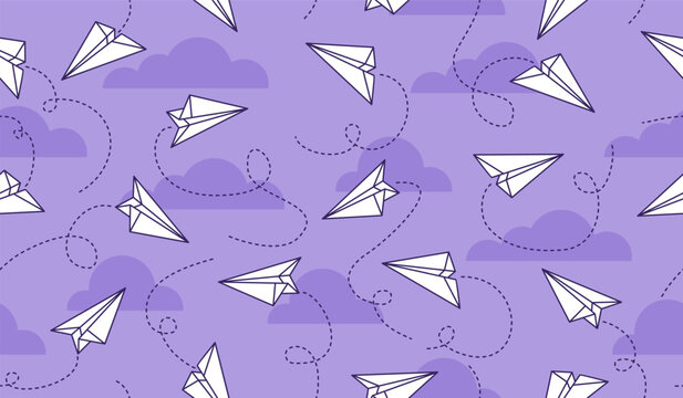 Cute paper planes pattern background vector design