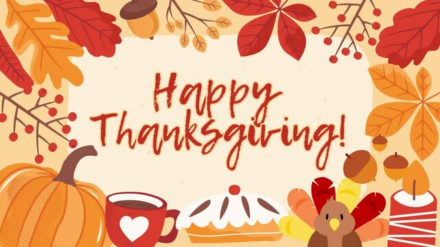 happy thanksgiving banner with decoration video 