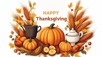happy thanksgiving banner with decoration