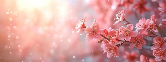 Naklejka premium a bunch of pink flowers on a branch
