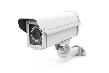 White CCTV camera on white background