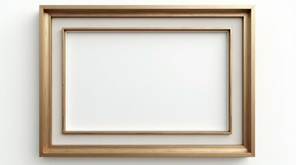 Luxury gold frame in a modern minimalist style on white background
