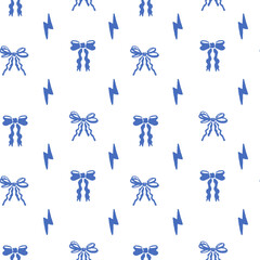 Blue Bows and Lightning Pattern