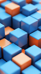 Obraz premium Geometric arrangement of blue and orange cubes