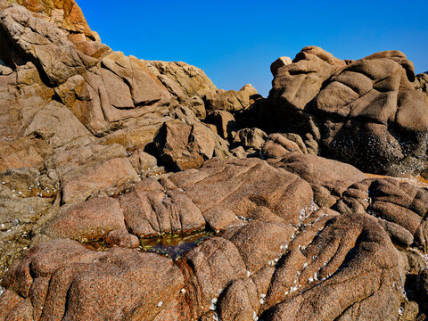 Rock formation and texture at low tide at Modo Island near Ongjin-gun, Korea