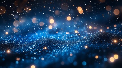 Obraz premium blue christmas particles and sprinkles for a holiday event. Background with sparkles and glitters