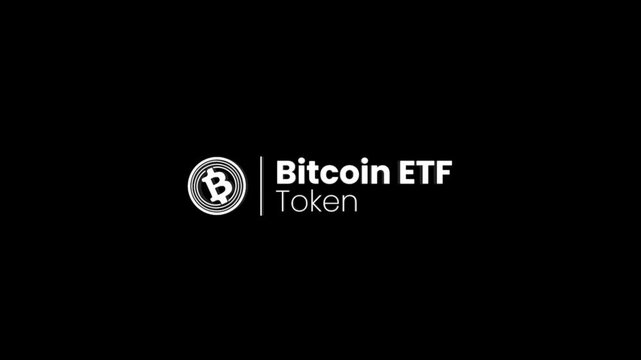 Logo bitcoin ETF token Popup on Green Screen Background, 1920x1080 size, Green Screen, Frame rate 30fps, Duration 0:08