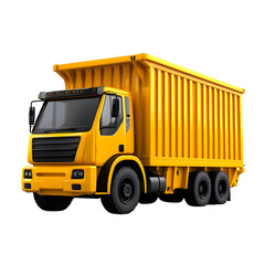 Bright yellow dump truck isolated on white background, perfect for construction and transport themes.