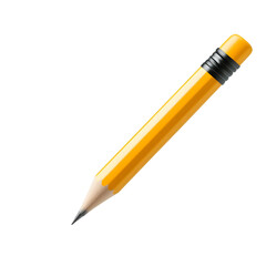 Yellow pencil on white isolate background, perfect for educational or creative designs.