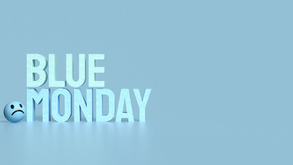The Blue money text and sad emotion image 3d rendering.