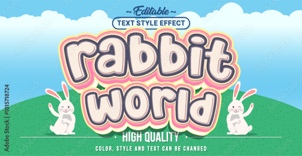 Poster Editable text style effect - Rabbit World text style theme.