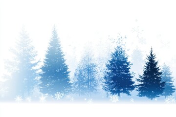 Fototapeta premium Stylized Evergreen Tree Silhouettes in Blue Background