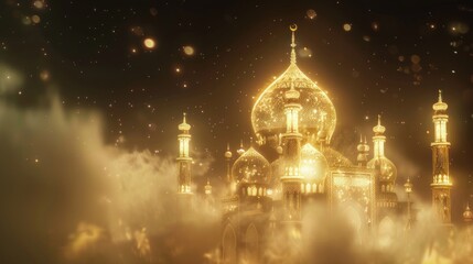 Obraz premium Golden Mosque in the Clouds