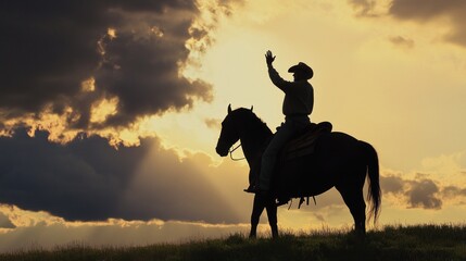 Cowboy Silhouette at Sunset