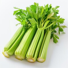 Obraz premium a bunch of celery sitting on top of a white table