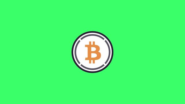 Logo Bitcoin Popup on Green Screen Background, 1920x1080 size, Green Screen, Frame rate 30fps, Duration 0:08