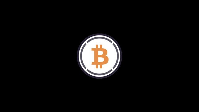 Logo Bitcoin Popup on on Transparent Background, 1920x1080 size, Alpha chanel, Frame rate 30fps, Duration 0:08