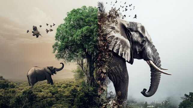 Understanding the challenges facing endangered species and the urgent need for conservation efforts. This image depicts various threats such as habitat loss, poaching, and climate change