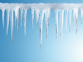 Icicles Hanging from Roof with Blue Background