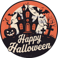 Happy halloween vintage vector .