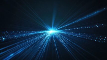 Obraz premium Abstract Blue Light Rays and Glowing Particles