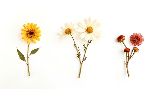 Pressed and dried flowers viscaria Isolated on white background For use in scrapbooking floristry or herbarium