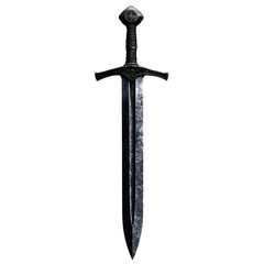 Medieval sword with intricate details, isolated on a white background.