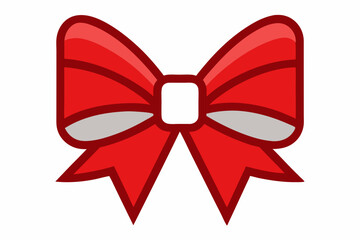 Red bow ribbon icon vector, gift ribbon decoration, christmas box decor