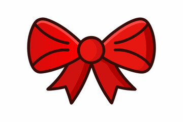 Red bow ribbon icon vector, gift ribbon decoration, christmas box decor